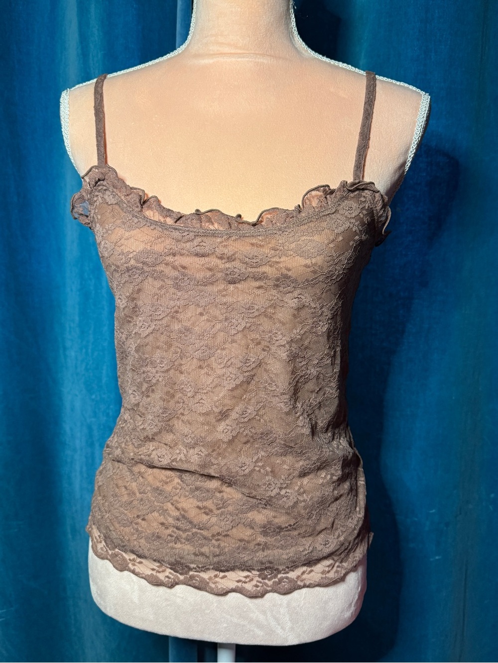 Brown Lace Cami Tank Top - Women's